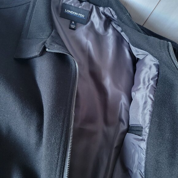 London Fog Men’s XL Wool Blend Insulated Winter Jacket, Black, Business NEW - Picture 7 of 10